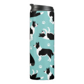 Border Collie and Paw Print Thermosbecher (Nach rechts gedreht)