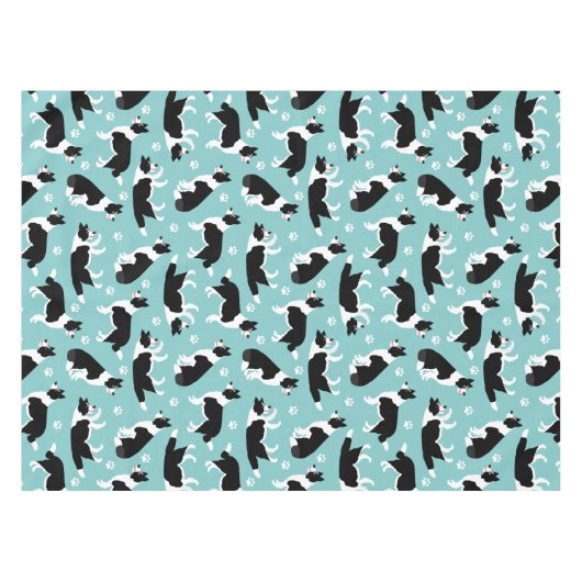 Border Collie and Paw Print Tischdecke (Vorderseite (Horizontal))