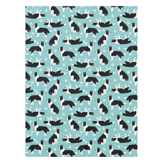 Border Collie and Paw Print Tischdecke (Vorderseite)