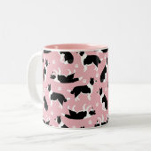 Border Collie and Paw Print Two-Tone-Kaffee-Tasse Zweifarbige Tasse (Vorderseite Links)