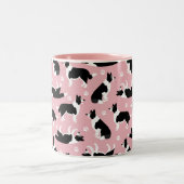 Border Collie and Paw Print Two-Tone-Kaffee-Tasse Zweifarbige Tasse (Mittel)