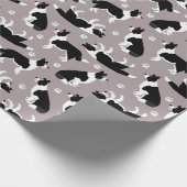 Border Collie and Paw Print Wrapping Paper Geschenkpapier (Ecke)