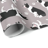 Border Collie and Paw Print Wrapping Paper Geschenkpapier (Rolleneckpunkt)