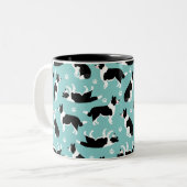 Border Collie and Paw Print Zweifarbige Tasse (Vorderseite Links)