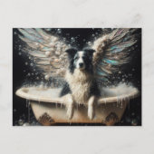 Border Collie Angel im Bubblebad Postkarte (Vorderseite)