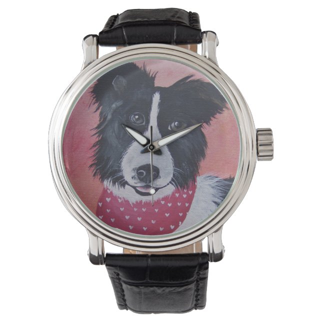 Border Collie Armbanduhr (Vorderseite)