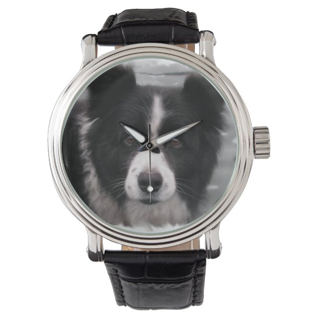 Border Collie Armbanduhr (Vorderseite)
