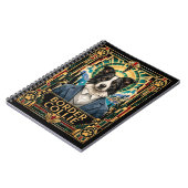 Border Collie, Art Deco Hund Notizblock (Linke Seite)