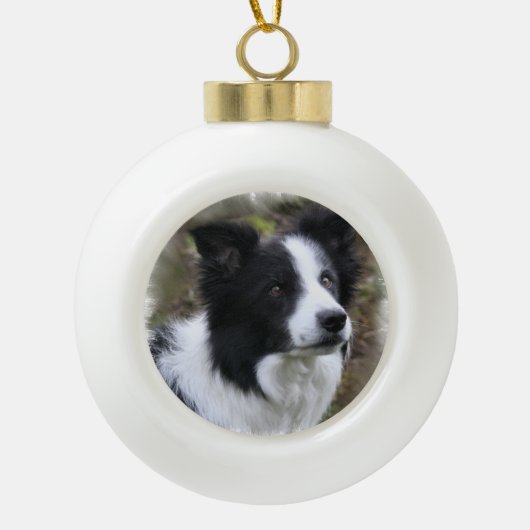 Border Collie Art Keramik Kugel-Ornament (Vorderseite)