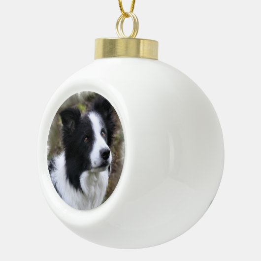 Border Collie Art Keramik Kugel-Ornament (Rechts)