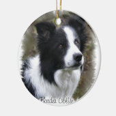 Border Collie Art Keramikornament (Links)
