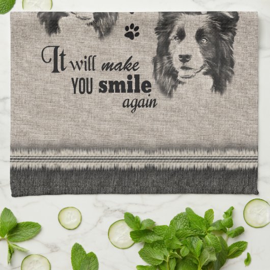 Border Collie art, wenn alles versage Zitat Geschirrtuch (Gefaltet)