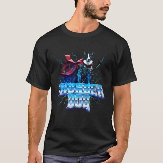 Border Collie as the God of Thunder and Lightning T-Shirt (Vorderseite)