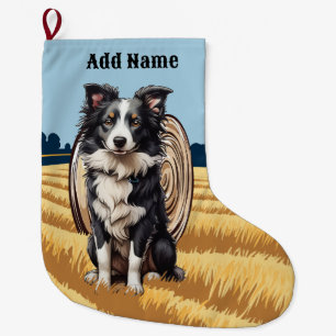 Border Collie auf dem Bauernhof Großer Weihnachtsstrumpf