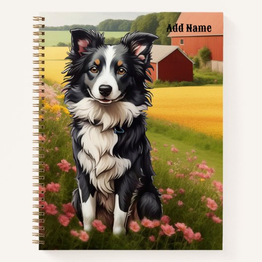 Border Collie auf dem Bauernhof Notizblock (Vorderseite)