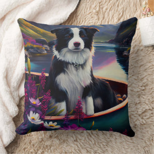Border Collie auf einem Paddel: Ein landschaftlich Kissen