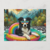 Border Collie auf einem Rainbow Color Floor Postkarte (Vorderseite)