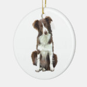 Border Collie (B) - braun und weiß Keramikornament (Links)
