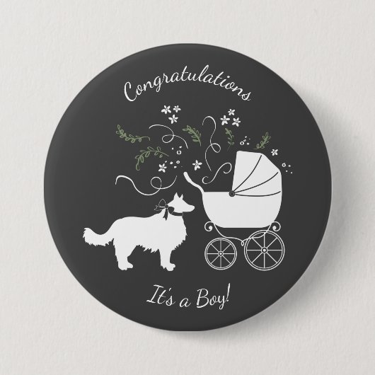 Border Collie Baby Dusche Button (Vorderseite)