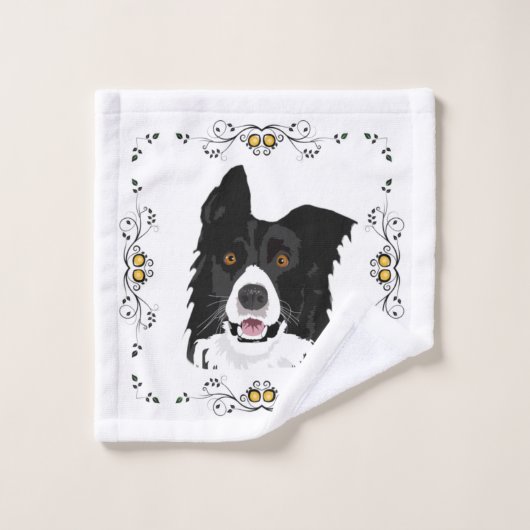 Border Collie Badhandtuch Set (Waschlappen)