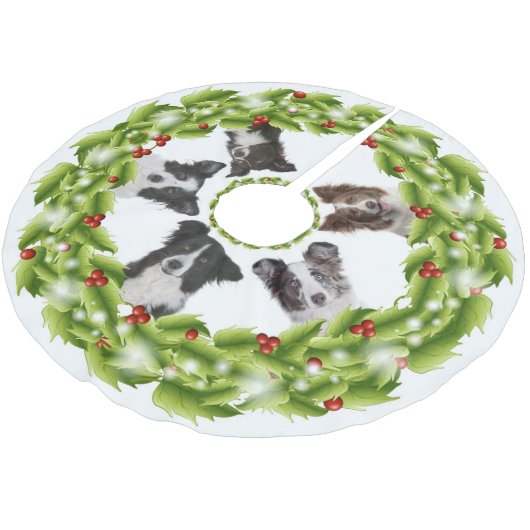 Border-Collie-Baum-Rock Polyester Weihnachtsbaumdecke (Schrägansicht)