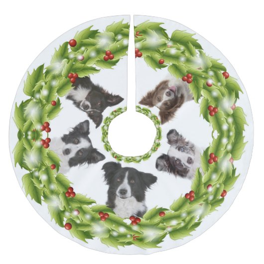 Border-Collie-Baum-Rock Polyester Weihnachtsbaumdecke (Vorderseite)
