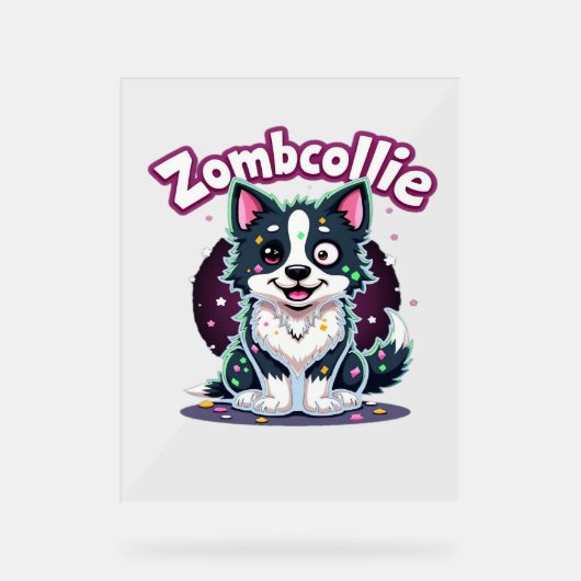 Border Collie BC Zombie Dog Halloween Essential T- Acrylschild (Vorderseite)