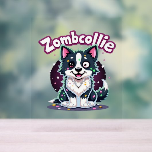 Border Collie BC Zombie Dog Halloween Essential T- Acrylschild (Neutral)