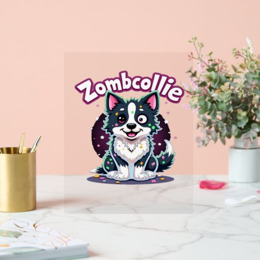 Border Collie BC Zombie Dog Halloween Essential T- Acrylschild (Hochzeit)
