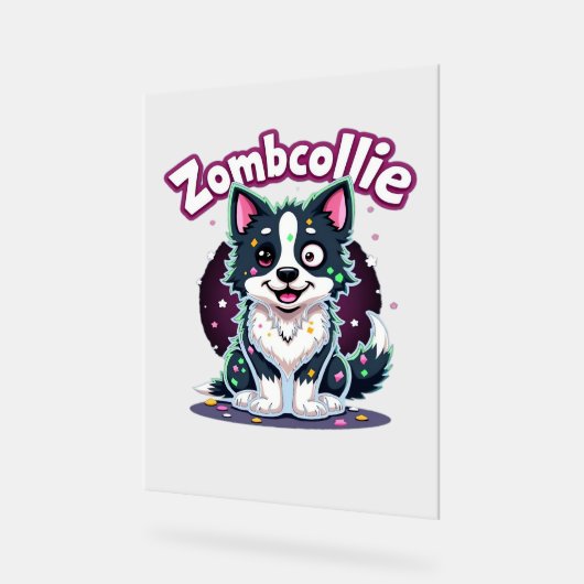 Border Collie BC Zombie Dog Halloween Essential T- Acrylschild (Winkel)
