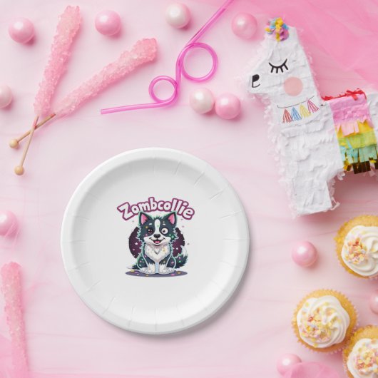 Border Collie BC Zombie Dog Halloween Essential T- Pappteller (Party)