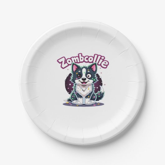 Border Collie BC Zombie Dog Halloween Essential T- Pappteller (Vorderseite)