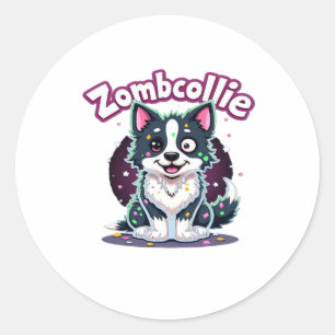 Border Collie BC Zombie Dog Halloween Essential T- Runder Aufkleber