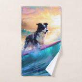 Border Collie Beach Surf Malerei Badhandtuch Set (Handtuch)