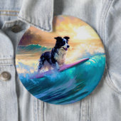 Border Collie Beach Surf Malerei Button (Beispiel)