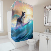 Border Collie Beach Surf Malerei Duschvorhang (Beispiel)