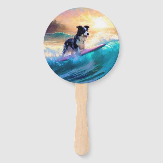 Border Collie Beach Surf Malerei Fächer (Vorderseite)