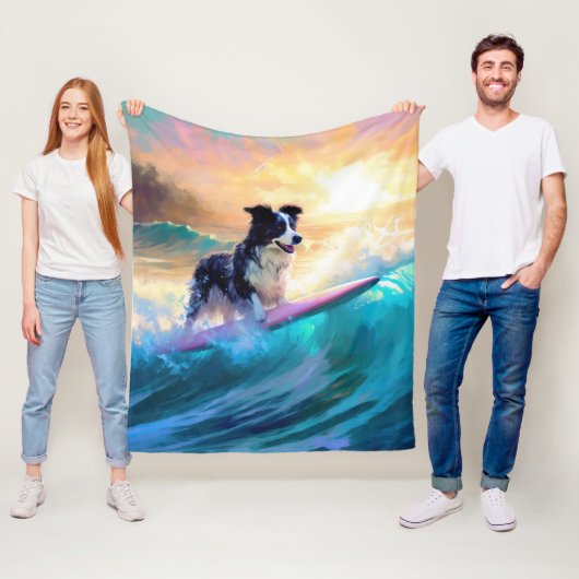 Border Collie Beach Surf Malerei Fleecedecke (Beispiel)
