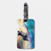 Border Collie Beach Surf Malerei Gepäckanhänger (Rückseite vertikal)