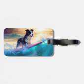 Border Collie Beach Surf Malerei Gepäckanhänger (Rückseite horizontal)