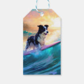 Border Collie Beach Surf Malerei Geschenkanhänger (Rückseite)