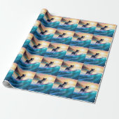 Border Collie Beach Surf Malerei Geschenkpapier (Ungerollt)
