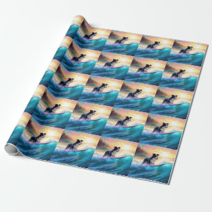 Border Collie Beach Surf Malerei Geschenkpapier