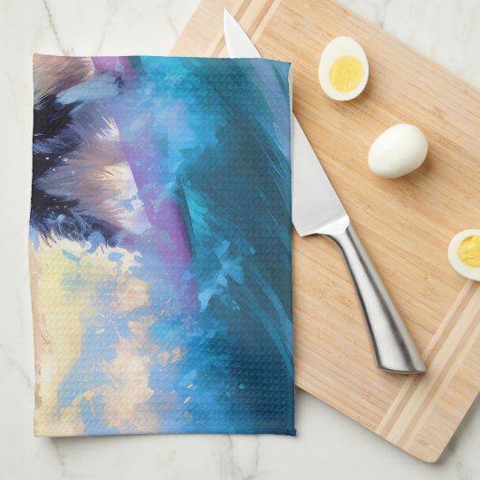 Border Collie Beach Surf Malerei Geschirrtuch (Viertel Falte)