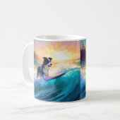 Border Collie Beach Surf Malerei Kaffeetasse (Vorderseite Links)