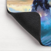 Border Collie Beach Surf Malerei Mousepad (Ecke)