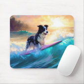 Border Collie Beach Surf Malerei Mousepad (Mit Mouse)