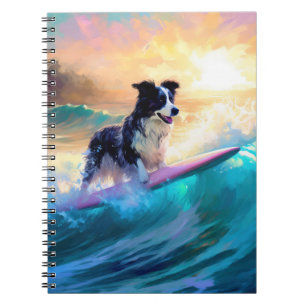 Border Collie Beach Surf Malerei Notizblock