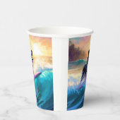 Border Collie Beach Surf Malerei Pappbecher (Rechts)