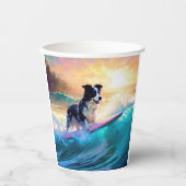 Border Collie Beach Surf Malerei Pappbecher (Vorderseite)